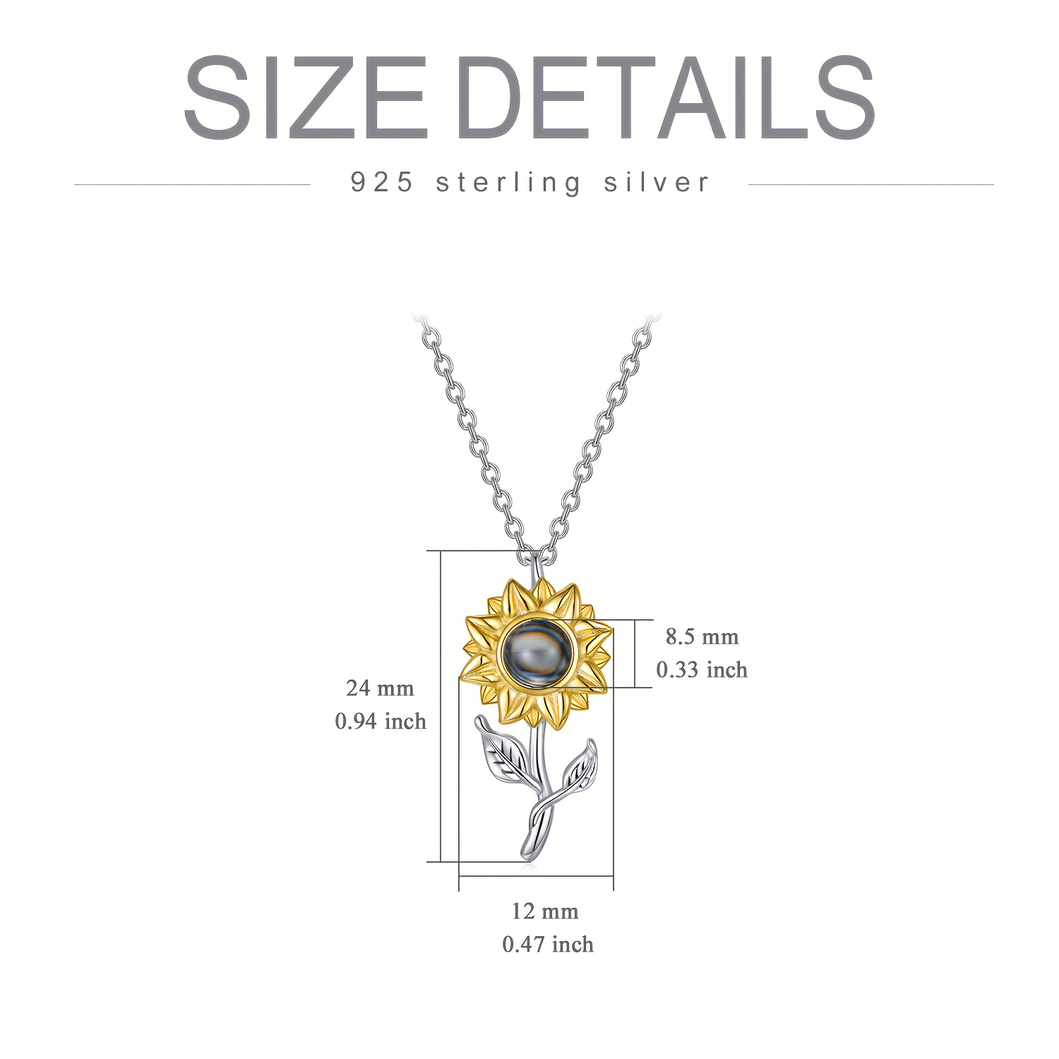 Sunflower Necklace 925 Sterling Silver for Women